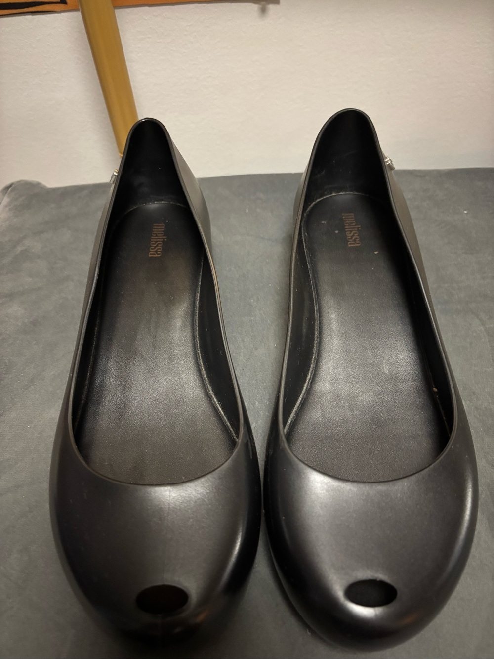 Melissa Black Round-Toe Jelly Ballet Flats